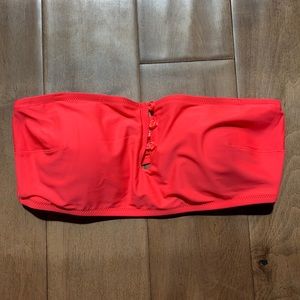Bright coral bandeau bikini top